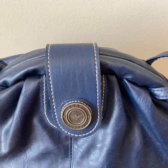 Vintage Capezio Round Navy Leather Purse - Picture 8 of 9